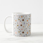 Bunte Polka-Punkte auf Grau. Kaffeetasse (Links)