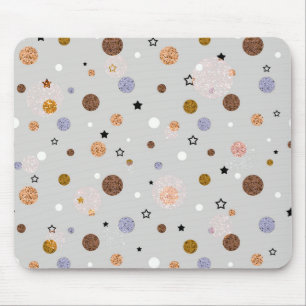 Bunte Polka-Punkte auf Grau. Mousepad