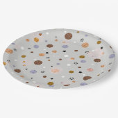Bunte Polka-Punkte auf Grau. Pappteller (Schrägansicht)