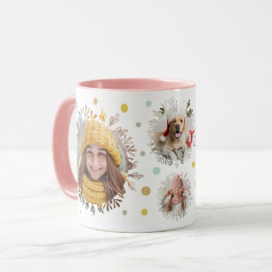 Bunte Polka-Punkte u. Schneeflocke-WeihnachtsFotos Tasse