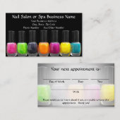 Bunte polnische Flaschen, Nagel-Salon-Verabredung Terminkarte (Vorne/Hinten)