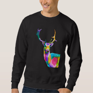 Bunte Polygon-Tierhirsch-Kunst Sweatshirt