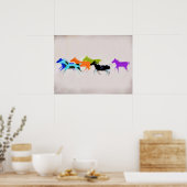 Bunte Ponys in der Rauch-Kunst Poster (Küche)