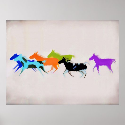 Bunte Ponys in der Rauch-Kunst Poster (Vorne)