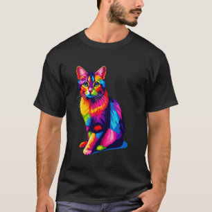 Bunte Pop-Art-Chausie-Jungle-Curl-Katze T-Shirt