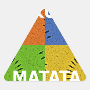 Bunte Pop-Art-Collage und "Hakuna Matata"-Botschaf Dreieckiger Aufkleber