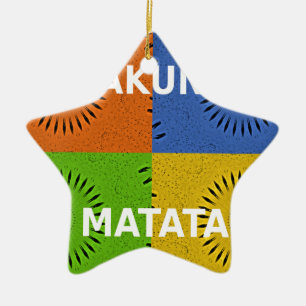Bunte Pop-Art-Collage und "Hakuna Matata"-Botschaf Keramik Ornament