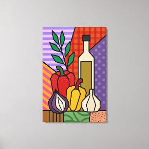 Bunte Pop-Art-Gemüse-Leinwand Retro-Küche Leinwanddruck