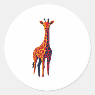 Bunte Pop-Art-Giraffe � Moderne Savannah-Kunst bei Runder Aufkleber