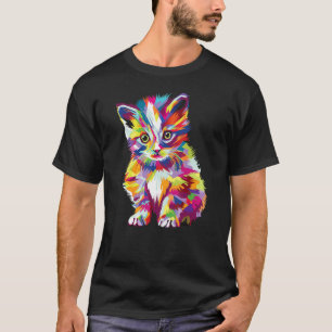 Bunte Pop Kitty Süße Katze für Katzenmutter & Vate T-Shirt