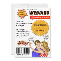 Bunte Pop-Kunst-Comic-Bucheinband-Hochzeit laden