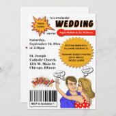 Bunte Pop-Kunst-Comic-Bucheinband-Hochzeit laden Einladung (Vorne/Hinten)