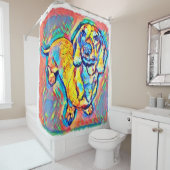 Bunte Pop-Kunst-Dackel Duschvorhang (Beispiel)