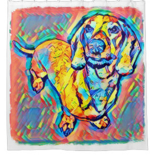 Bunte Pop-Kunst-Dackel Duschvorhang