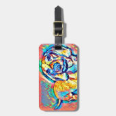 Bunte Pop-Kunst-Dackel Gepäckanhänger (Vorderseite vertikal)