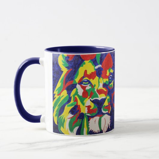 Bunte Pop-Kunst-Löwe-Tasse Tasse (Links)