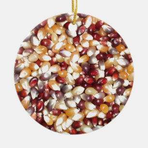 Bunte Popcornkerne, Maiskolben Keramik Ornament