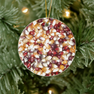 Bunte Popcornkerne, Maiskolben Keramik Ornament