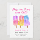 Bunte Popsicle Sommer Mädchen 3. Geburtstag Einladung (Vorderseite)