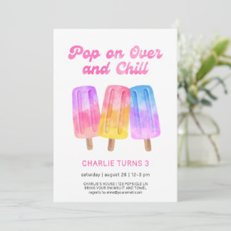 Bunte Popsicle Sommer Mädchen 3. Geburtstag Einladung