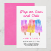 Bunte Popsicle Sommer Mädchen 3. Geburtstag Einladung (Vorne/Hinten)