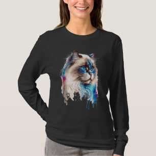 Bunte Porträt-Ragdoll-Katze Süße Katze T-Shirt