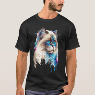 Bunte Porträt-Ragdoll-Katze Süße Katze T-Shirt