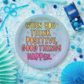 Bunte positive Zitat-Typografie؛ Positiv denken Pappteller (Party)