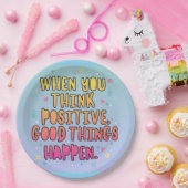 Bunte positive Zitat-Typografie؛ Positiv denken Pappteller (Party)