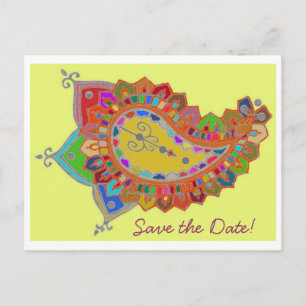 Bunte Postkarte Paisleys Save the Date