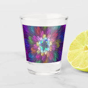 Bunte psychedelische Blumen-Abstract-Fraktal-Kunst Schnapsglas