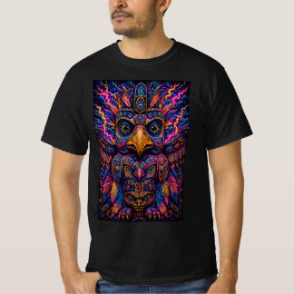 Bunte psychedelische Eulen-Totem-Kunst Herren T-Sh T-Shirt