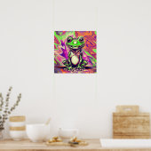 Bunte psychedelische Graffiti-Frosch Grün Lila Poster (Küche)