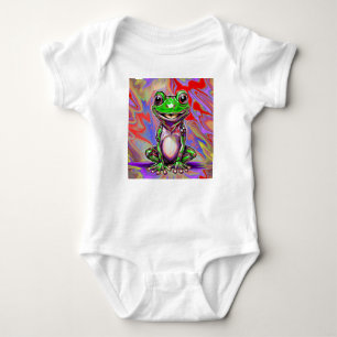 Bunte psychedelische Graffiti-Frosch grün rot Baby Strampler