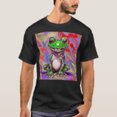 Bunte psychedelische Graffiti-Frosch grün rot T-Shirt (Vorderseite)