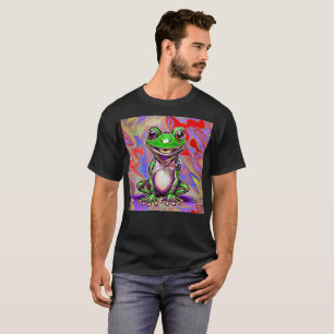 Bunte psychedelische Graffiti-Frosch grün rot T-Shirt