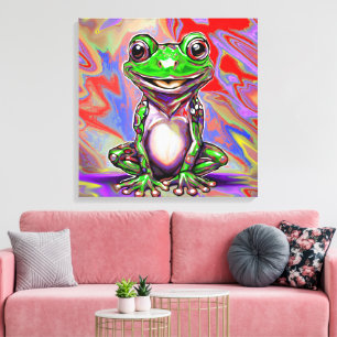 Bunte psychedelische Graffiti-Swirbel-Frosch Leinwanddruck