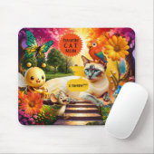 Bunte psychedelische lustige Katze und Maus Mousepad (Mit Mouse)