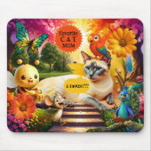 Bunte psychedelische lustige Katze und Maus Mousepad (Vorne)