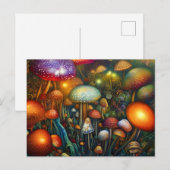 Bunte psychedelische Pilzwald  Postkarte (Vorne/Hinten)