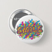 Bunte psychedelische SMILE-Typografie-Kunst Button (Vorne & Hinten)
