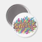 Bunte psychedelische SMILE-Typografie-Kunst Magnet (Vorderseite/Rückseite)