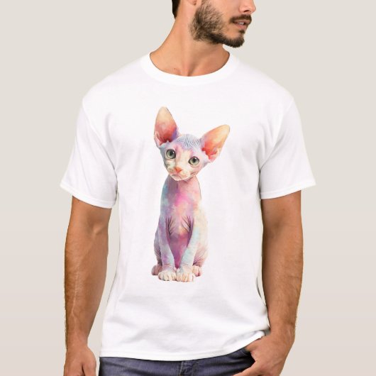 Bunte psychedelische Sphynx-Katzen-Männer T-Shirt (Vorderseite)