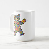 Bunte psychedelische Teddybär-Kunst Kaffeetasse (Vorderseite Links)