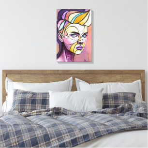 Bunte Punk-Frau auf Leinwand gedruckt