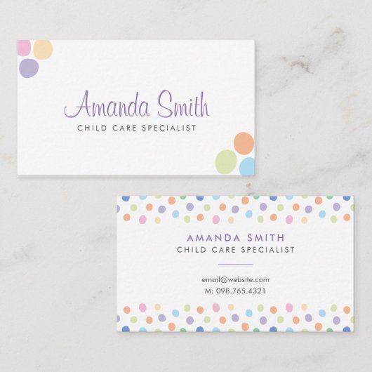 Bunte Punkt-Kinderbetreuungs-Babysitting Visitenkarte (Vorne/Hinten)