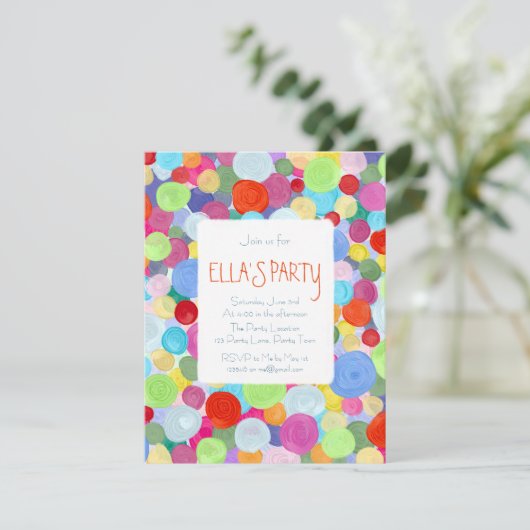Bunte Punkte Einladung (Stehend Vorderseite)