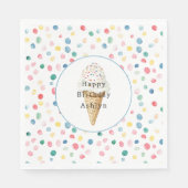 Bunte Punkte Konfetti Eiscreme Tüte Geburtstag Serviette (Vorderseite)