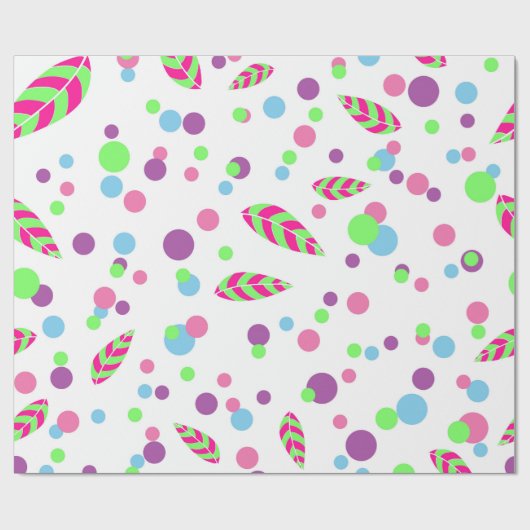 bunte Punkte mit Blätter Geschenkverpackung Geschenkpapier (Flach)