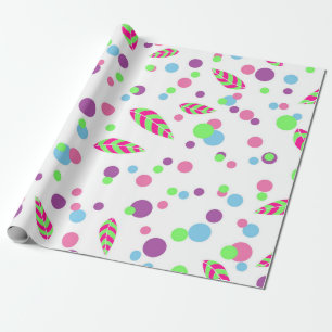bunte Punkte mit Blätter Geschenkverpackung Geschenkpapier